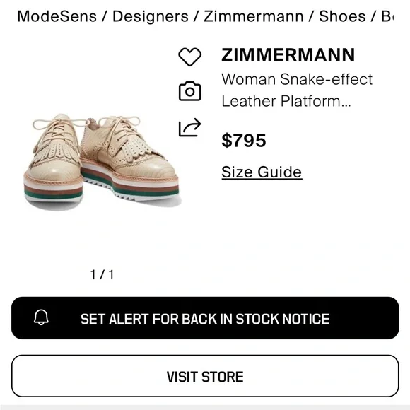 Zimmermann Cream Platform with Brogue Detailing - Picture 2 of 8